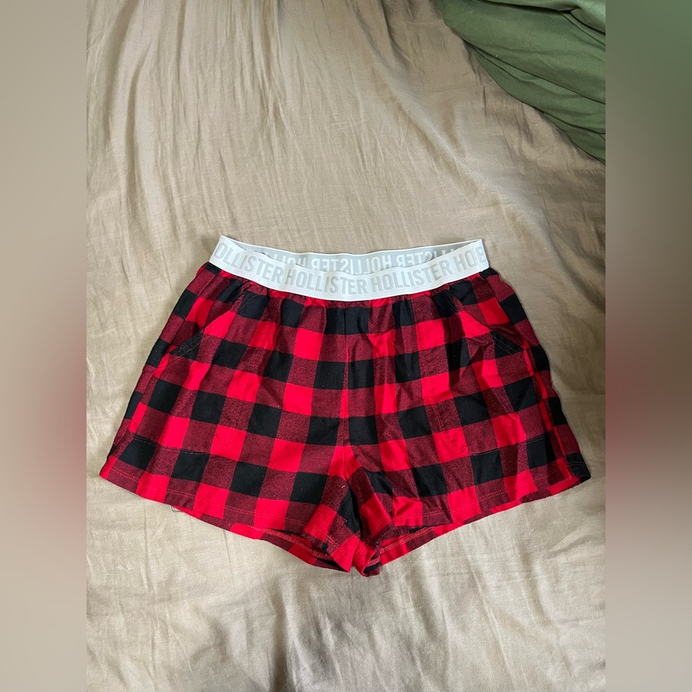 Hollister Red and Black Checkered Sleep Shorts